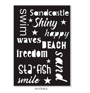 Beach,sand swim A4 stencil. Min buy 2